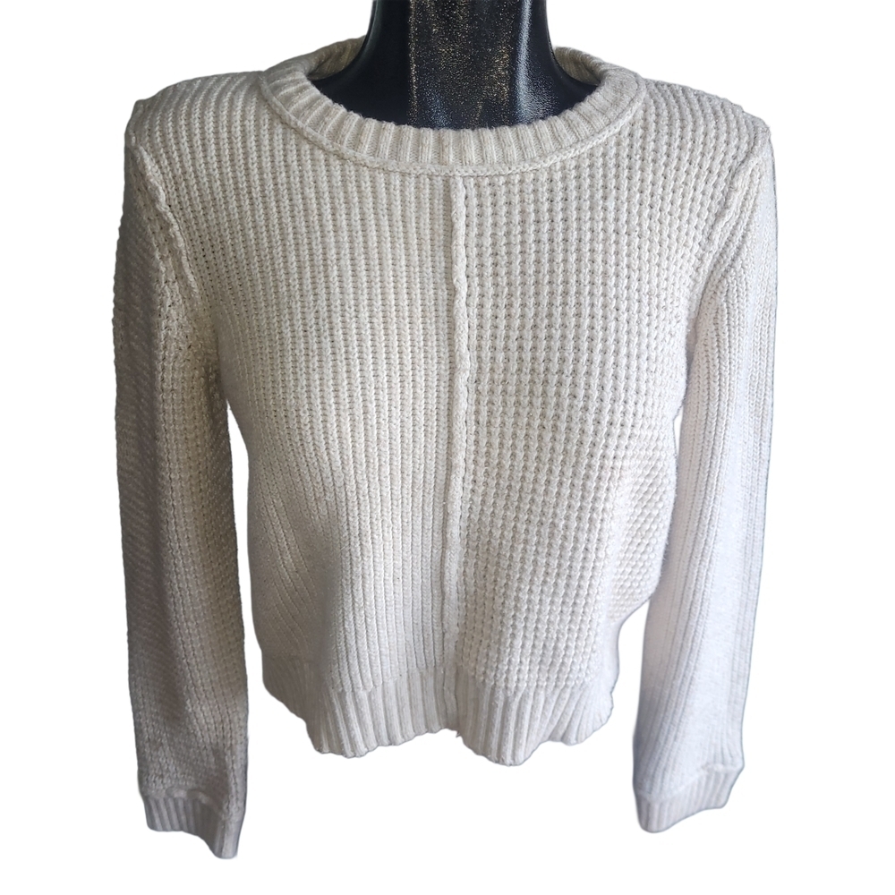 American Eagle Cream Knit Cropped Sweater L